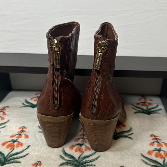 Bandalino Brown Leather Ankle Boots - Classic Stack Heel - Picture 3 of 5
